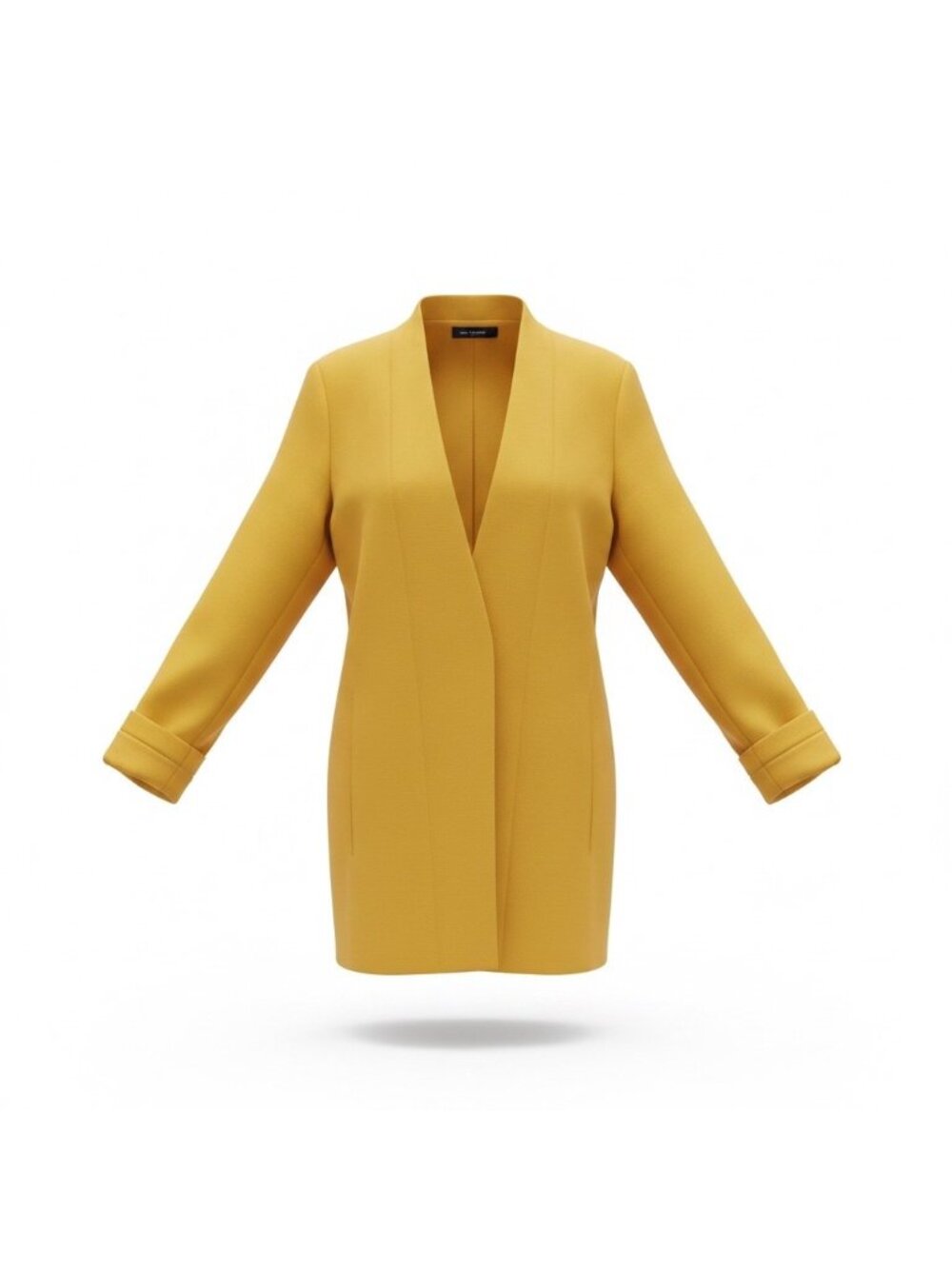 Shinesstar Womens Yellow Polyester Open Front Long Jacket Stylish Layer Size M